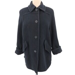 Vintage Valentino Miss V Button Front Coat Black Size 6‎ Wool Mohair Blend